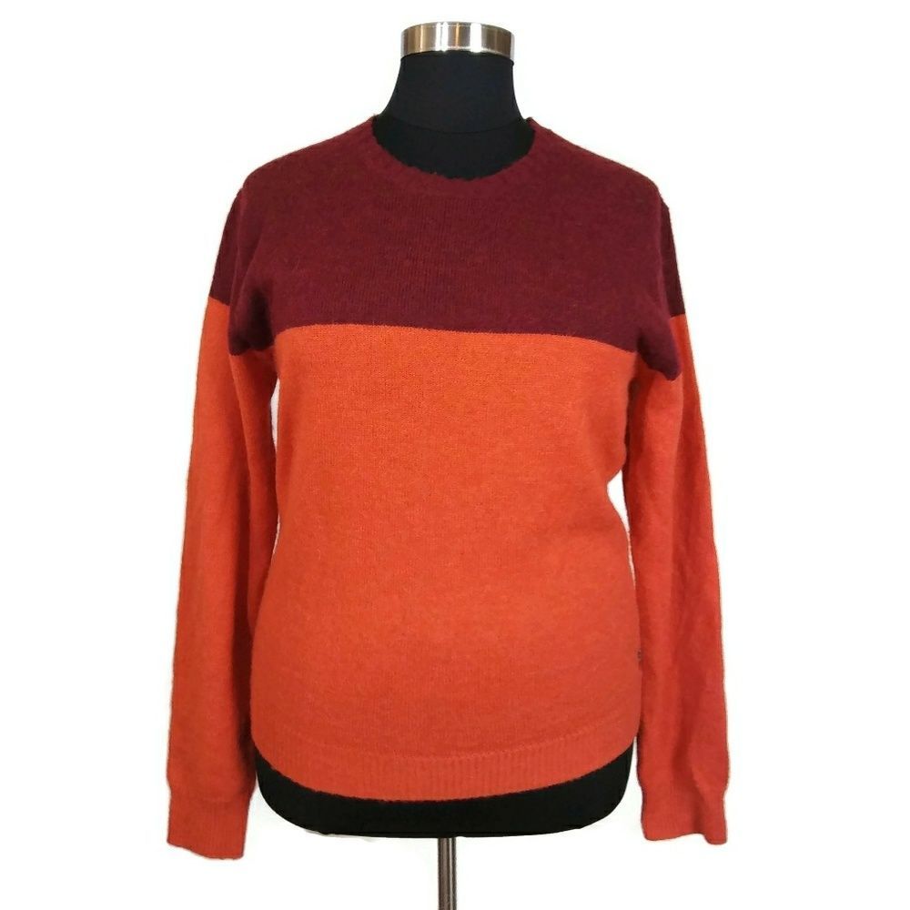 XXL SCOTCH & SODA wool Alpaca Blend Color Block Orange Long Sleeve Knit Sweater